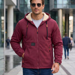 KZZ Men's solid color pullover hooded jacket