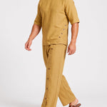 KZZ Men's Casual Button-Up Shirt and Pants Suit