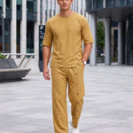 KZZ Men's Casual Button-Up Shirt and Pants Suit