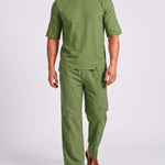 KZZ Men's Casual Button-Up Shirt and Pants Suit