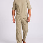 KZZ Men's Casual Button-Up Shirt and Pants Suit
