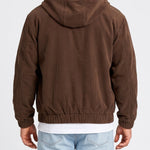 KZZ Men's Corduroy Hooded Retro Fashion Solid Color Jacket