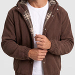 KZZ Men's Corduroy Hooded Retro Fashion Solid Color Jacket