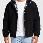 KZZ Men's Corduroy Hooded Retro Fashion Solid Color Jacket