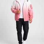KZZ Men's Gradient Long-Sleeve Hooded Work Jacket