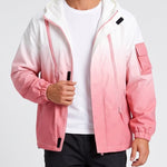 KZZ Men's Gradient Long-Sleeve Hooded Work Jacket