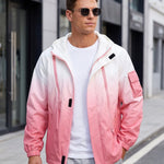 KZZ Men's Gradient Long-Sleeve Hooded Work Jacket