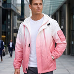 KZZ Men's Gradient Long-Sleeve Hooded Work Jacket
