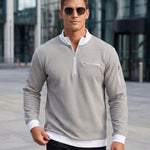 KZZ Men's stand-up collar color-blocked zip-up long-sleeved sweatshirt