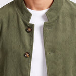 KZZ Men's solid color stand-up collar button pocket cardigan