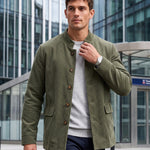 KZZ Men's solid color stand-up collar button pocket cardigan