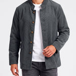 KZZ Men's solid color stand-up collar button pocket cardigan