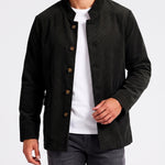 KZZ Men's solid color stand-up collar button pocket cardigan