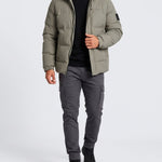KZZ Men's Casual Solid Color Short Hooded Jacket