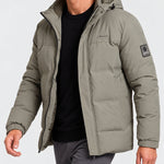 KZZ Men's Casual Solid Color Short Hooded Jacket