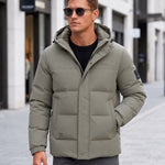KZZ Men's Casual Solid Color Short Hooded Jacket