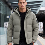 KZZ Men's Casual Solid Color Short Hooded Jacket