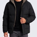 KZZ Men's Casual Solid Color Short Hooded Jacket