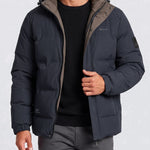 KZZ Men's Casual Solid Color Short Hooded Jacket