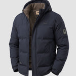 KZZ Men's Casual Solid Color Short Hooded Jacket