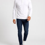 KZZ Men's casual layered top with multiple buttons on the front