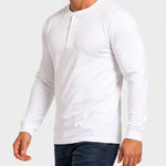 KZZ Men's casual layered top with multiple buttons on the front