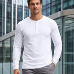 KZZ Men's casual layered top with multiple buttons on the front