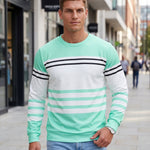 KZZ Men's Simple Striped Classic Long-Sleeve Sweatshirt