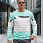 KZZ Men's Simple Striped Classic Long-Sleeve Sweatshirt