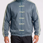 KZZ Retro Chinese Style Frog Button Stand Collar Zipper Jacket