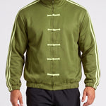 KZZ Retro Chinese Style Frog Button Stand Collar Zipper Jacket