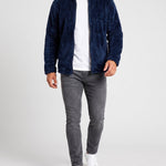 KZZ  Men's fleece stand-up collar full zip-up long-sleeved jacket