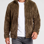 KZZ  Men's fleece stand-up collar full zip-up long-sleeved jacket