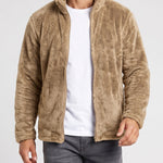 KZZ  Men's fleece stand-up collar full zip-up long-sleeved jacket