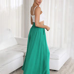 Wide Leg Flowy Pants Summer Boho Elastic Waist Drawstring Palazzo Trousers
