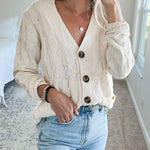 Plain Twist Button Cardigan Sweater