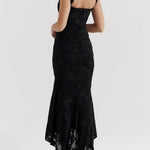 Black bell floral maxi dress