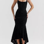 Black bell floral maxi dress