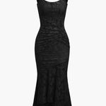 Black bell floral maxi dress