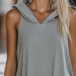 Casual Fashion Loose Grey Sleeveless Hoodie Style Mini Dress