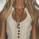 【24-hour shipping out】Elegant Western Chic Round Neck White Tassel Mini Dress