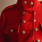 Vintage Loose Gold Button Red Wool Jacket