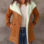 Fleece Long Sleeve Warm Teddy Coat Lapel Cardigan With Pocket