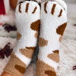 1Pair Fluffy Cozy Animal Stripe Fuzzy Socks