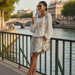 Elegant Urban Print White Chiffon Set