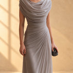 Naira | Draped cowl-neck maxi dress