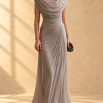Naira | Draped cowl-neck maxi dress