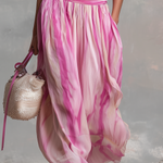 Retro-style Knitted Camisole Top And Printed Chiffon Skirt Set