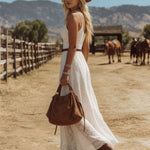 V-neck Lace Sleeveless Maxi Dress