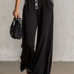 Color-blocked V-neck Button-down Double-pocket Sleeveless Jumpsuit